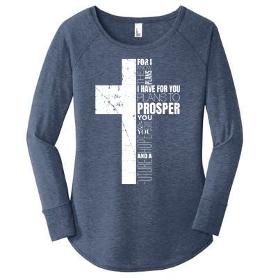 Jeremiah 29:11 Christian Cross Funny Gift Verse Sayings Meaningful Gift Women's Perfect Tri Tunic Long Sleeve Shirt