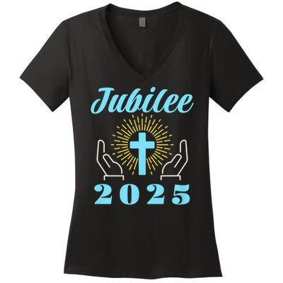 Jubilee 2025 Catholic Rome Women's V-Neck T-Shirt