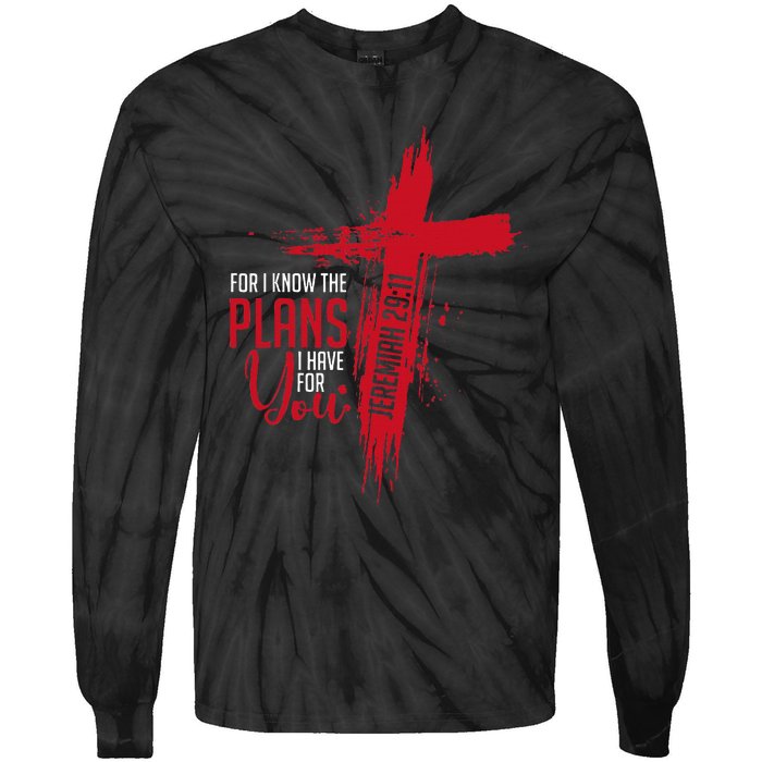 Jeremiah 2911 Christian Religious Bible Verse Cross Tie-Dye Long Sleeve Shirt