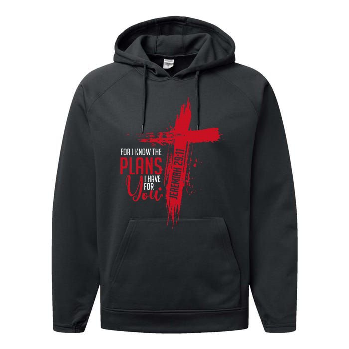 Jeremiah 2911 Christian Religious Bible Verse Cross Performance Fleece Hoodie