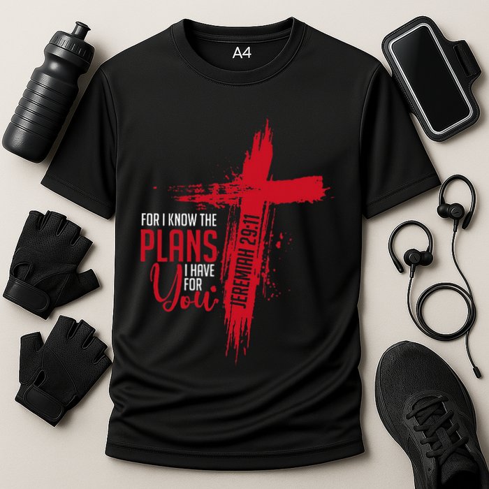 Jeremiah 2911 Christian Religious Bible Verse Cross Cooling Performance Crew T-Shirt