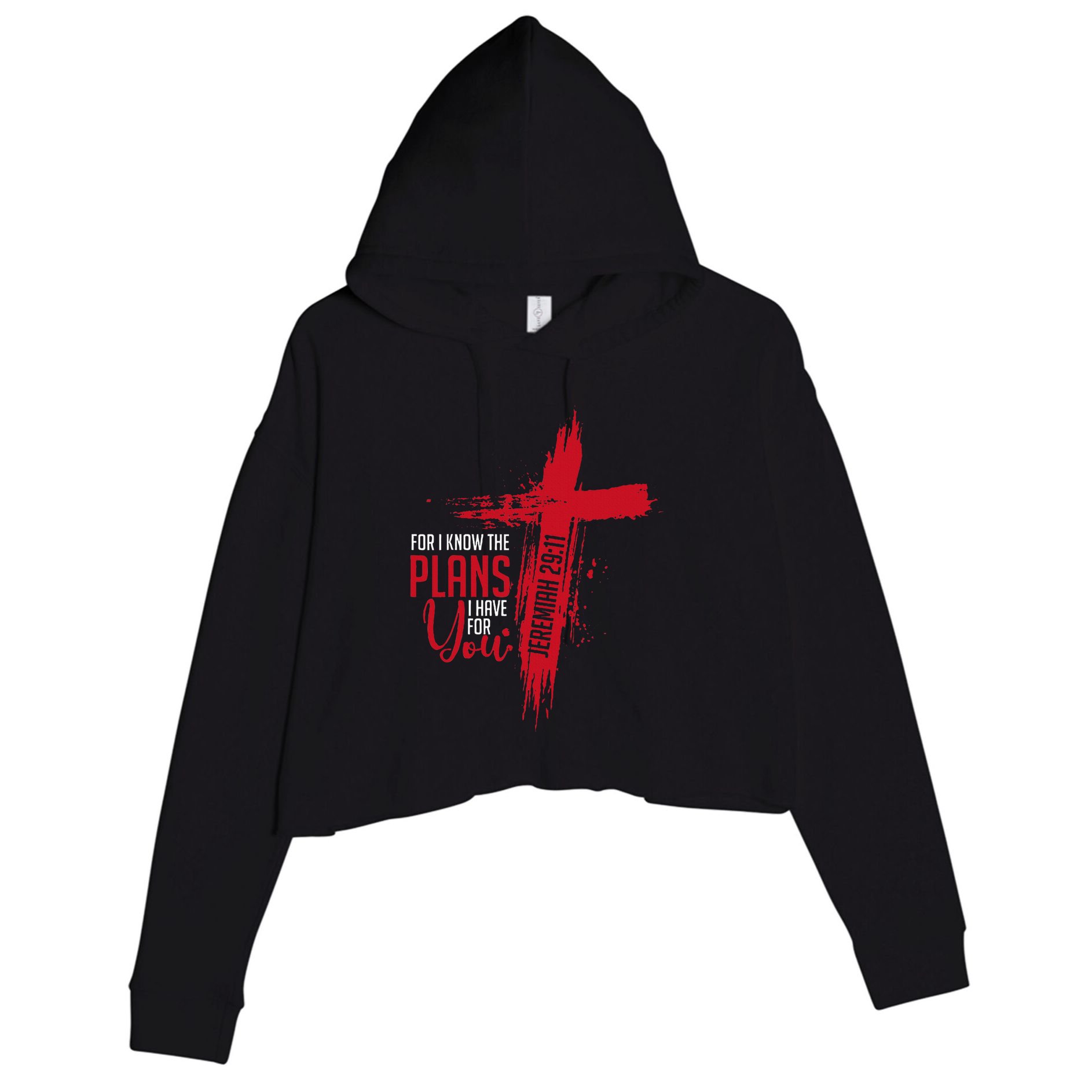Jeremiah 2911 Christian Religious Bible Verse Cross Crop Fleece Hoodie