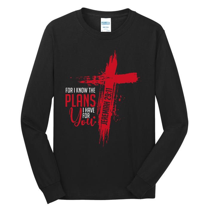 Jeremiah 2911 Christian Religious Bible Verse Cross Tall Long Sleeve T-Shirt