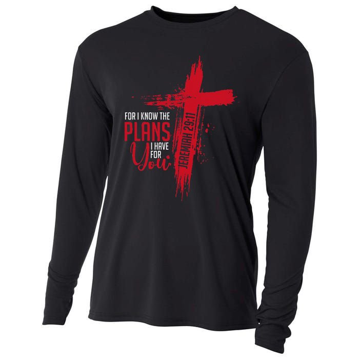 Jeremiah 2911 Christian Religious Bible Verse Cross Cooling Performance Long Sleeve Crew