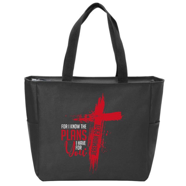 Jeremiah 2911 Christian Religious Bible Verse Cross Zip Tote Bag