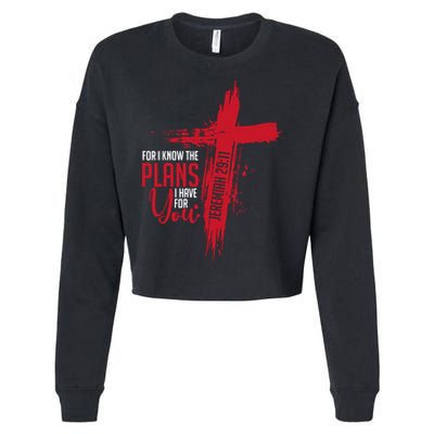 Jeremiah 2911 Christian Religious Bible Verse Cross Cropped Pullover Crew
