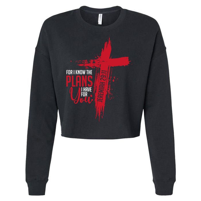 Jeremiah 2911 Christian Religious Bible Verse Cross Cropped Pullover Crew