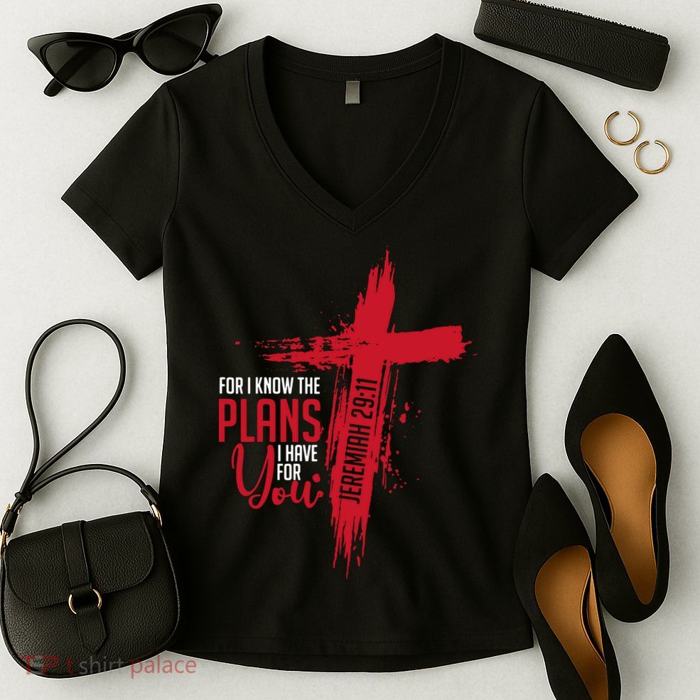 Jeremiah 2911 Christian Religious Bible Verse Cross Women's V-Neck T-Shirt