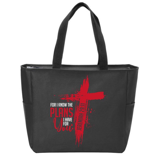 Jeremiah 2911 Christian Religious Bible Verse Cross Zip Tote Bag