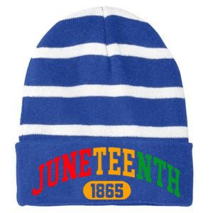 Juneteenth 2024 Celebrate Black Freedom 1865 Striped Beanie with Solid Band