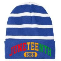 Juneteenth 2024 Celebrate Black Freedom 1865 Striped Beanie with Solid Band