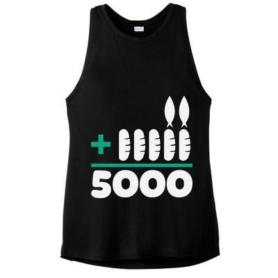 Jesus 2 Fishes 5 Breads 5000 Fed Ladies PosiCharge Tri-Blend Wicking Tank