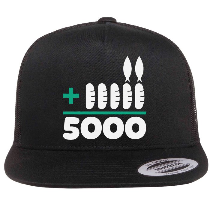 Jesus 2 Fishes 5 Breads 5000 Fed Flat Bill Trucker Hat