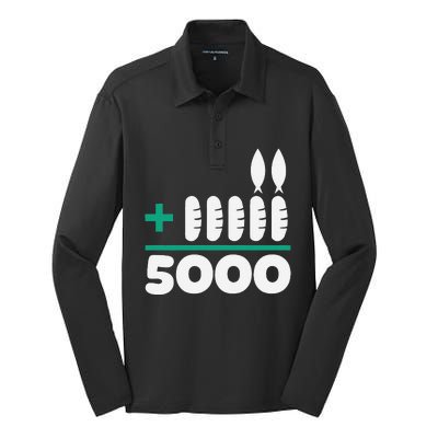 Jesus 2 Fishes 5 Breads 5000 Fed Silk Touch Performance Long Sleeve Polo