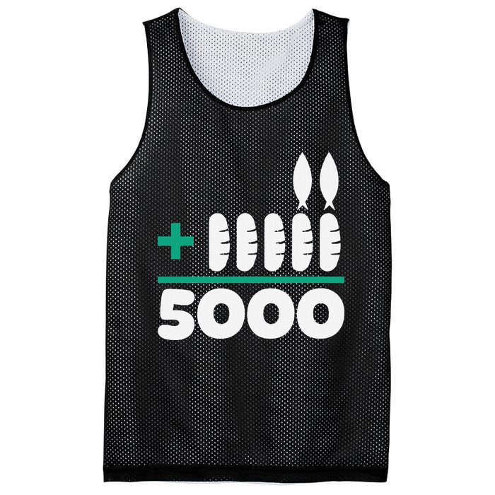 Jesus 2 Fishes 5 Breads 5000 Fed Mesh Reversible Basketball Jersey Tank