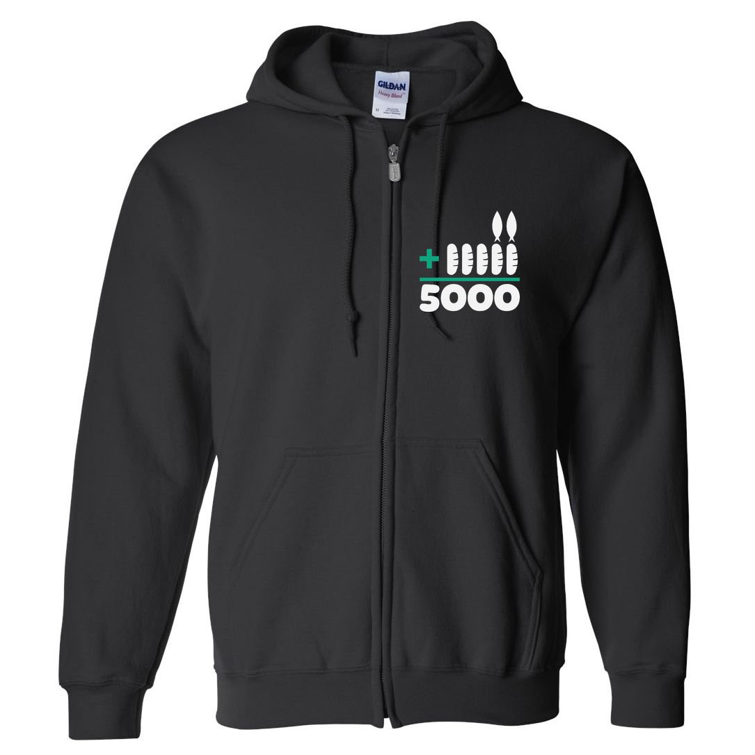 Jesus 2 Fishes 5 Breads 5000 Fed Full Zip Hoodie