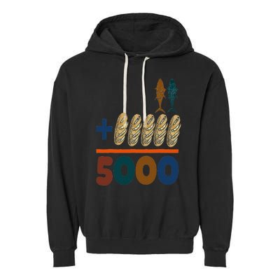 Jesus 2 Fishes 5 Breads 5000 Fed Garment-Dyed Fleece Hoodie