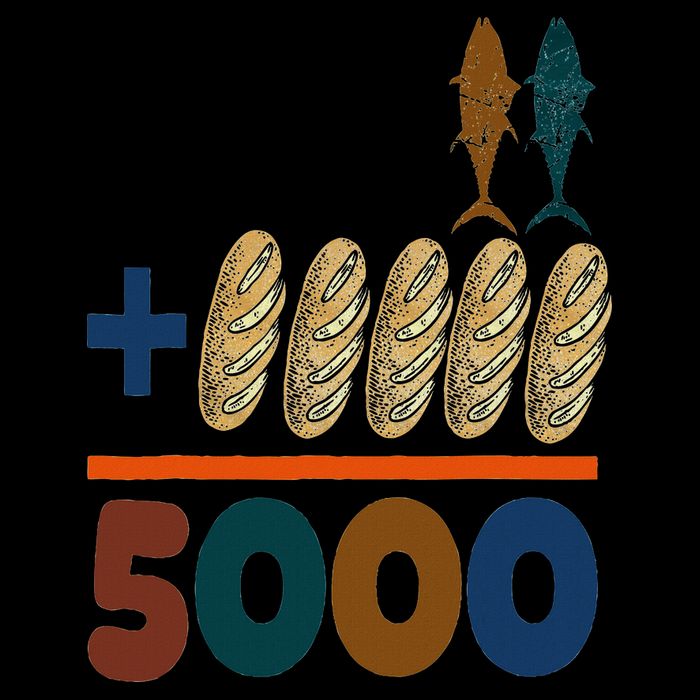 Jesus 2 Fishes 5 Breads 5000 Fed Flat Bill Trucker Hat