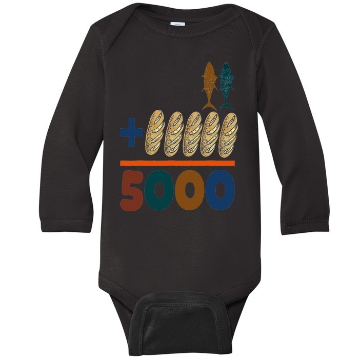 Jesus 2 Fishes 5 Breads 5000 Fed Baby Long Sleeve Bodysuit