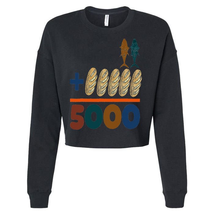 Jesus 2 Fishes 5 Breads 5000 Fed Cropped Pullover Crew