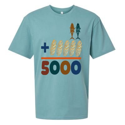 Jesus 2 Fishes 5 Breads 5000 Fed Sueded Cloud Jersey T-Shirt