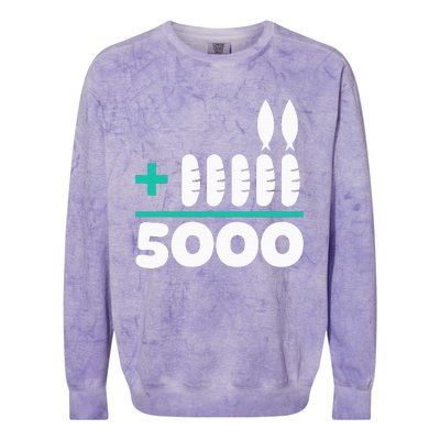 Jesus 2 Fishes 5 Breads 5000 Chosen Against The Current Colorblast Crewneck Sweatshirt