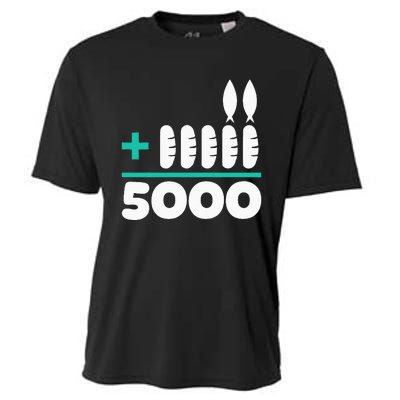 Jesus 2 Fishes 5 Breads 5000 Chosen Against The Current Cooling Performance Crew T-Shirt