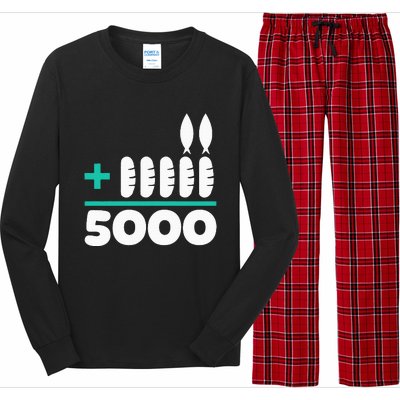 Jesus 2 Fishes 5 Breads 5000 Chosen Against The Current Long Sleeve Pajama Set