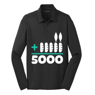 Jesus 2 Fishes 5 Breads 5000 Chosen Against The Current Silk Touch Performance Long Sleeve Polo