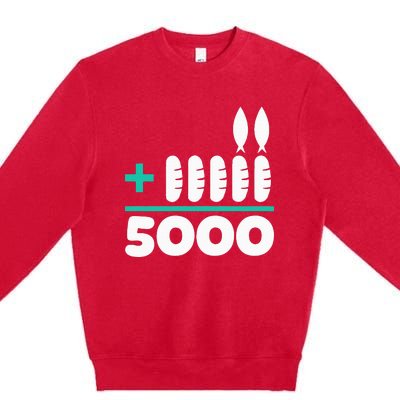 Jesus 2 Fishes 5 Breads 5000 Chosen Against The Current Premium Crewneck Sweatshirt