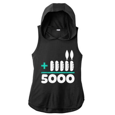 Jesus 2 Fishes 5 Breads 5000 Chosen Against The Current Ladies PosiCharge Tri-Blend Wicking Draft Hoodie Tank