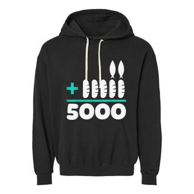 Jesus 2 Fishes 5 Breads 5000 Chosen Against The Current Garment-Dyed Fleece Hoodie