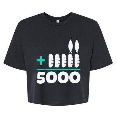 Jesus 2 Fishes 5 Breads 5000 Chosen Against The Current Bella+Canvas Jersey Crop Tee