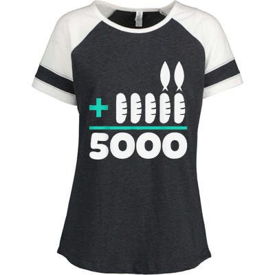 Jesus 2 Fishes 5 Breads 5000 Chosen Against The Current Enza Ladies Jersey Colorblock Tee