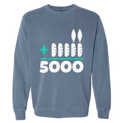 Jesus 2 Fishes 5 Breads 5000 Chosen Against The Current Garment-Dyed Sweatshirt