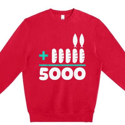 Jesus 2 Fishes 5 Breads 5000 Chosen Against The Current Premium Crewneck Sweatshirt