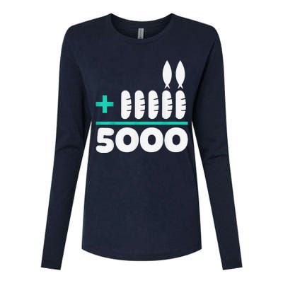 Jesus 2 Fishes 5 Breads 5000 Chosen Against The Current Womens Cotton Relaxed Long Sleeve T-Shirt