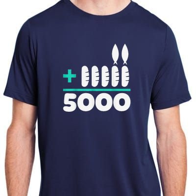 Jesus 2 Fishes 5 Breads 5000 Chosen Against The Current Adult ChromaSoft Performance T-Shirt