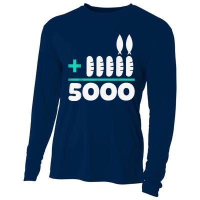 Jesus 2 Fishes 5 Breads 5000 Chosen Against The Current Cooling Performance Long Sleeve Crew