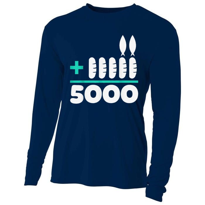 Jesus 2 Fishes 5 Breads 5000 Chosen Against The Current Cooling Performance Long Sleeve Crew