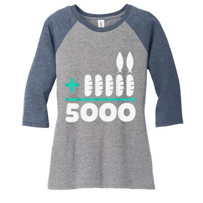 Jesus 2 Fishes 5 Breads 5000 Chosen Against The Current Women's Tri-Blend 3/4-Sleeve Raglan Shirt