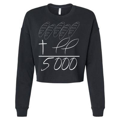 Jesus 2 Fishes 5 Breads 5000 Chosen Against The Current Cropped Pullover Crew