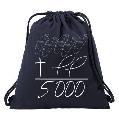 Jesus 2 Fishes 5 Breads 5000 Chosen Against The Current Drawstring Bag