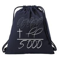 Jesus 2 Fishes 5 Breads 5000 Chosen Against The Current Drawstring Bag