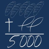 Jesus 2 Fishes 5 Breads 5000 Chosen Against The Current Drawstring Bag