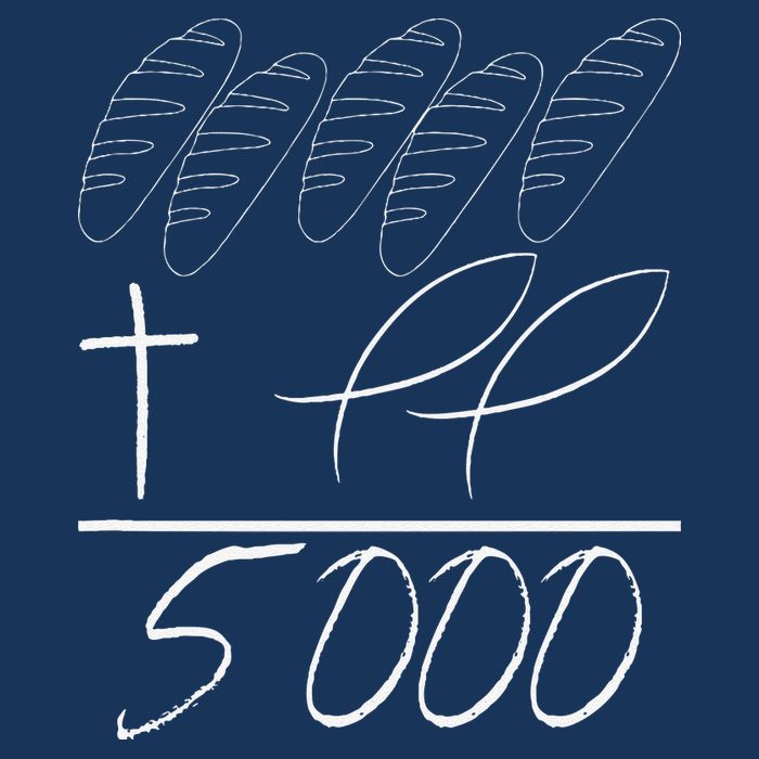 Jesus 2 Fishes 5 Breads 5000 Chosen Against The Current Drawstring Bag