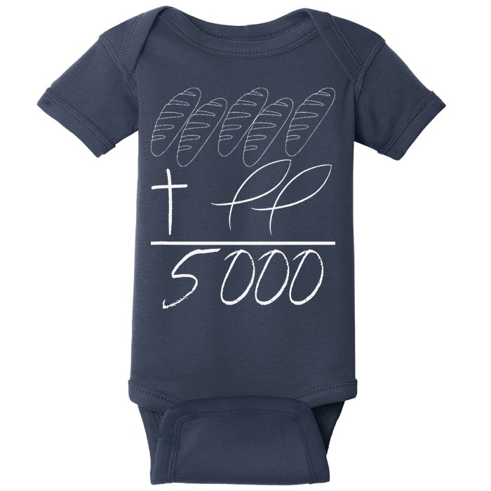 Jesus 2 Fishes 5 Breads 5000 Chosen Against The Current Baby Bodysuit