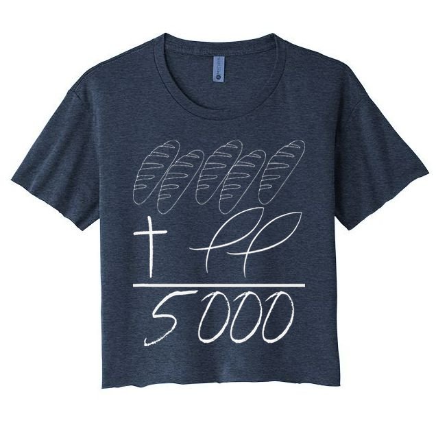 Jesus 2 Fishes 5 Breads 5000 Chosen Against The Current Women's Crop Top Tee