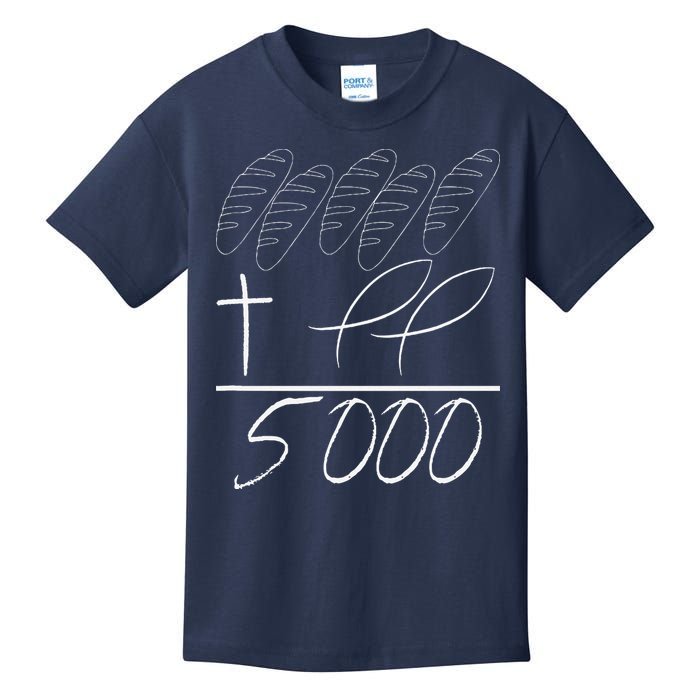 Jesus 2 Fishes 5 Breads 5000 Chosen Against The Current Kids T-Shirt