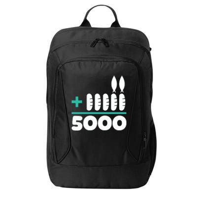 Jesus 2 Fishes 5 Breads 5000 Chosen Against The Current City Backpack